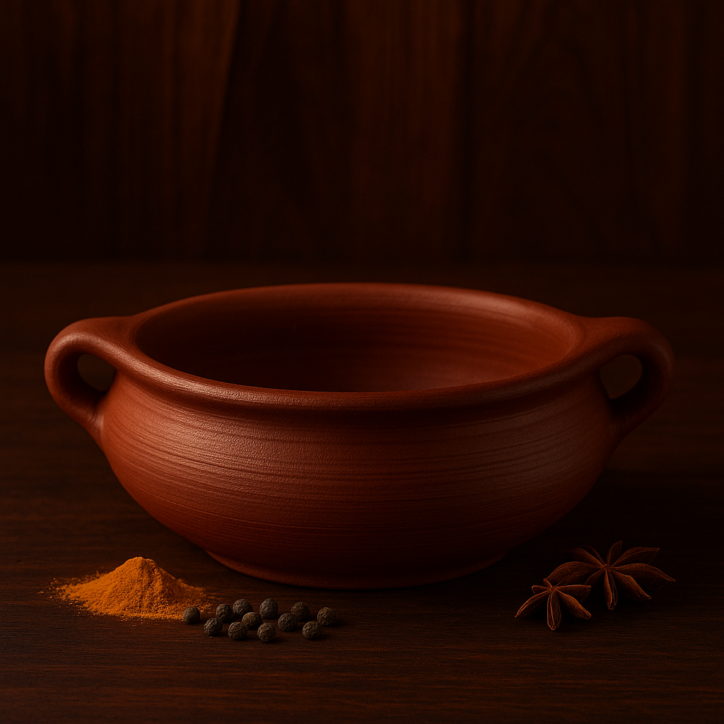 Clay Mall Kerala 3L RED URULI earthen/Clay Pot/Handi/kadai for Cooking BIRIYANI, Curry and Curd Churning, Glossy Finish
