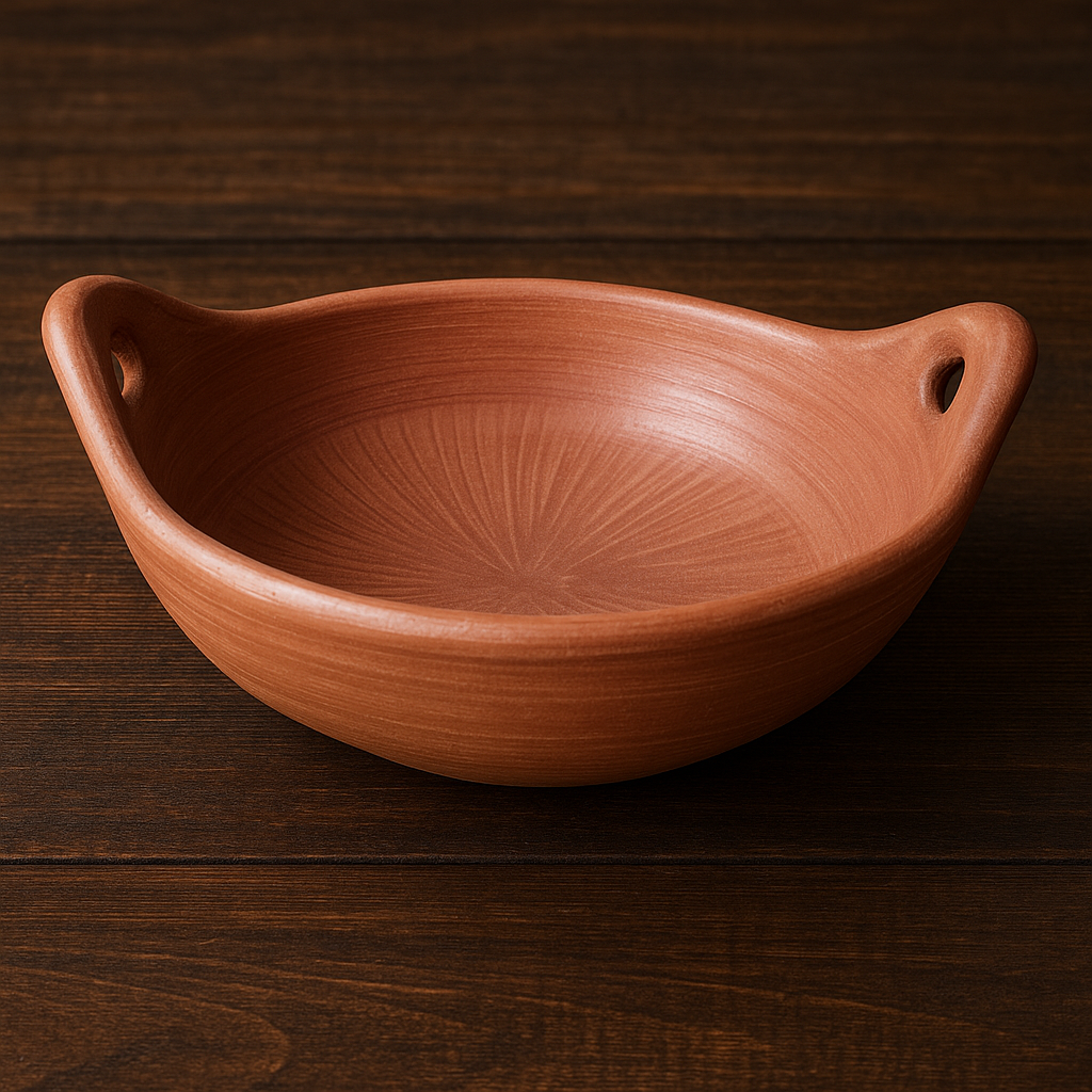 Clay Mall Kerala Clay/Mud/Earthen Made Kadai/Cheenachatti for Traditional Cooking (Red)