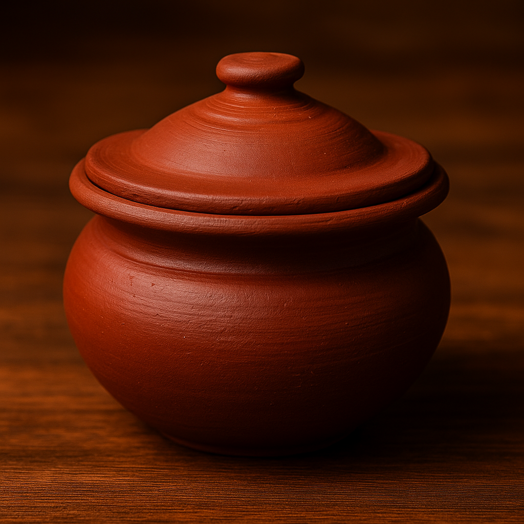 Clay Mall Kerala | 1000 ml Premium Red Terracotta Biryani Handi With Lid – Traditional Mitti Pot For Cooking on Gas & Open Flame | Small Earthenware Handi, 1 Liter, Natural Clay Cookware (1000 ML)