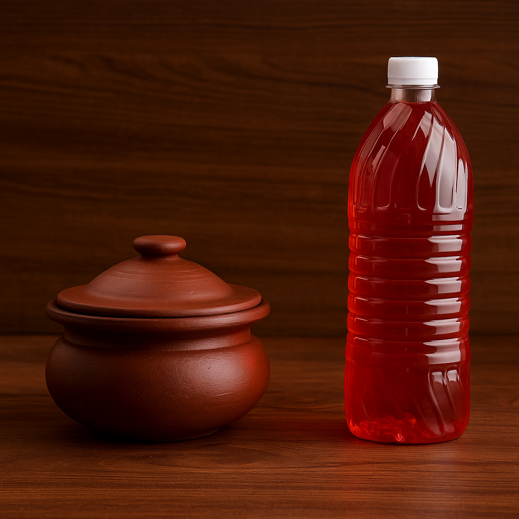 Clay Mall Kerala | 1000 ml Premium Red Terracotta Biryani Handi With Lid – Traditional Mitti Pot For Cooking on Gas & Open Flame | Small Earthenware Handi, 1 Liter, Natural Clay Cookware (1000 ML)