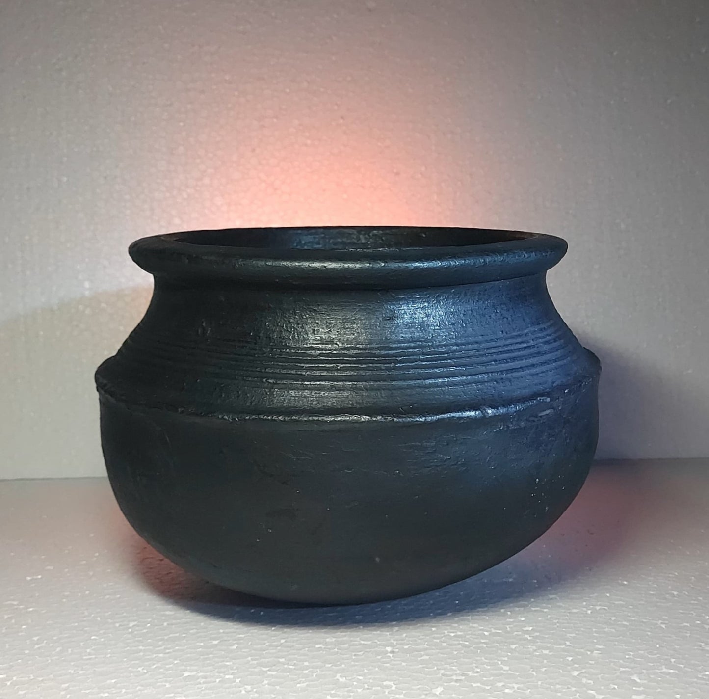 Clay Mall Kerala 3L Black Clay Pot - Earthen Handi/Kadai/Mitti Ka Matka for Cooking Curry and Churning Curd, Deep-Burned Clay (3 Liter, Black) - Uncoated.