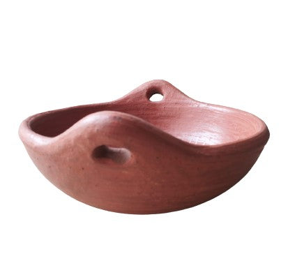 Clay Mall Kerala Clay/Mud/Earthen Made Kadai/Cheenachatti for Traditional Cooking (Red)