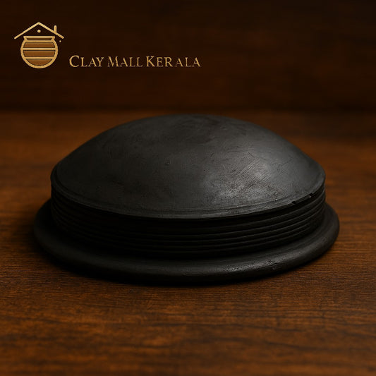 Clay Mall Kerala 2L Black Clay Cooking Pot – Deep Burned Earthenware Handi/Tawa for Traditional Indian Cooking, Mud Pot for Curry & Rice, Handmade Terracotta Cookware