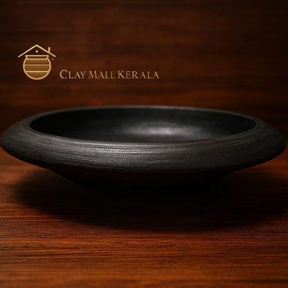 CLAY MALL KERALA 10 inch Appachatti Deep Burned Clay Tawa/pan/appachatti for Cooking Appam, Chapati, Roast, and Serving